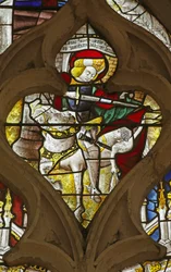 Window depicting St Martin dividing his cloak with a beggar